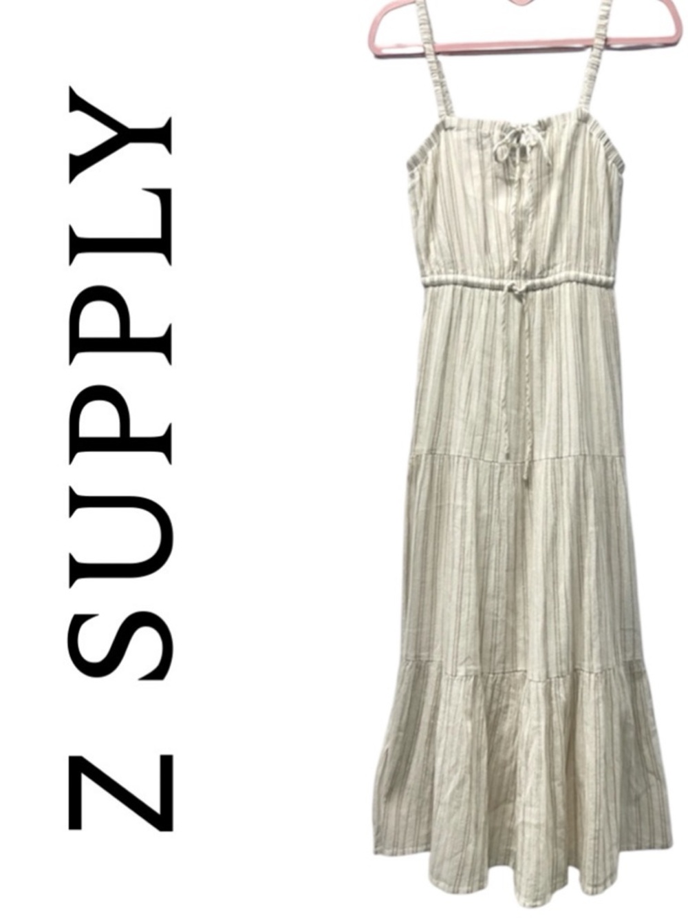 Z Supply Striped Maxi Dress Natural XS EUC